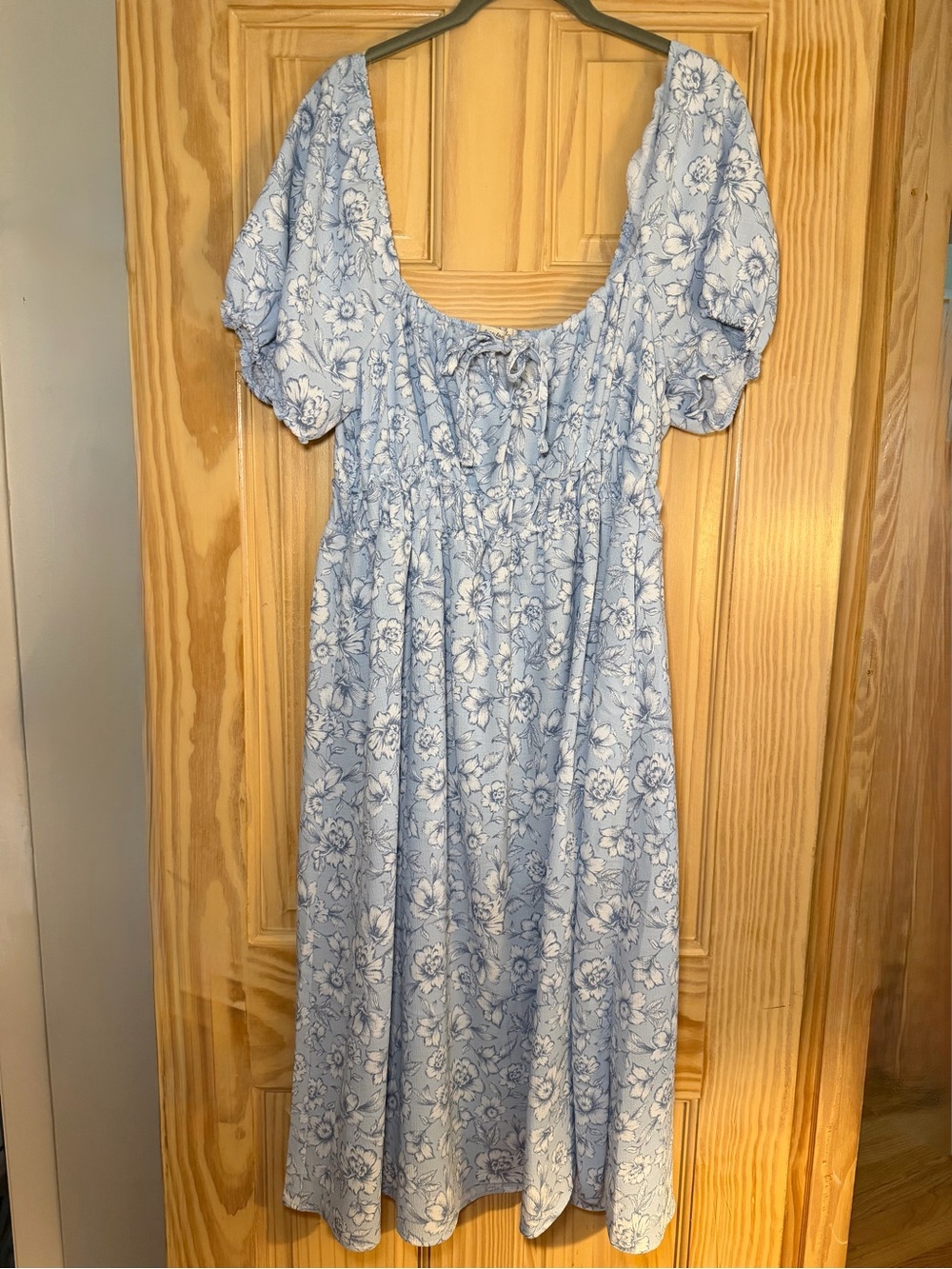 Powder Blue Floral Midi Dress - Picture 1 of 4